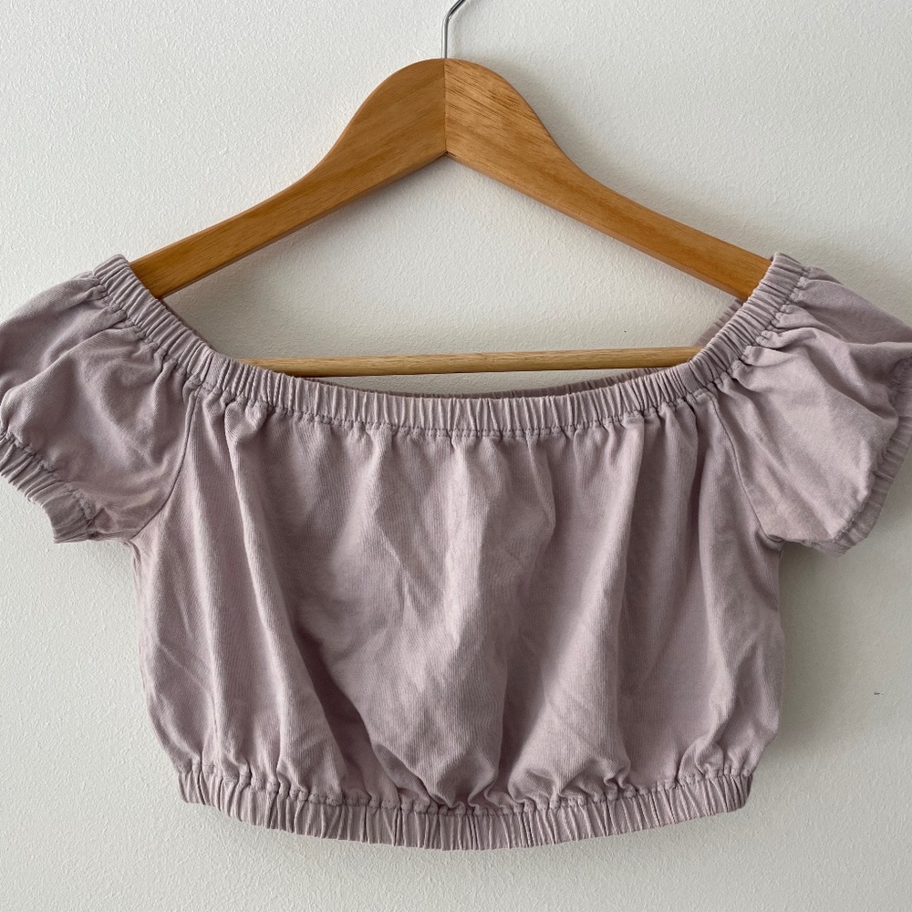 Aritzia Wilfred Adelisa Off Shoulder Crop Top